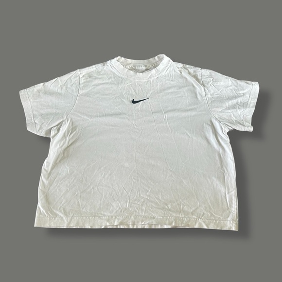 [Nike] White Crop Tee with Black Swoosh - Picture 1 of 6